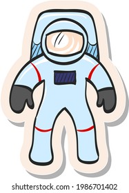 Hand drawn Astronaut icon in sticker style vector illustration