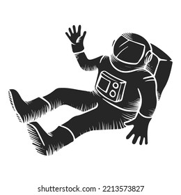 Hand drawn astronaut sketch vector illustration