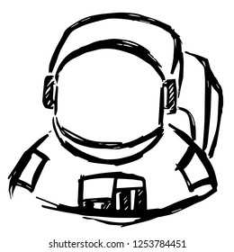 Hand Drawn Astronaut Spaceman Science Technology Travel Cartoon for Graphic Design, Shirt, Background, Logo, Icon and Template. Vector Illustration EPS10