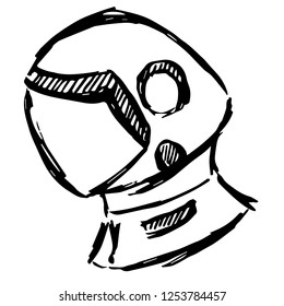 Hand Drawn Astronaut Spaceman Science Technology Travel Cartoon for Graphic Design, Shirt, Background, Logo, Icon and Template. Vector Illustration EPS10