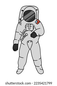 a hand drawn astronaut in an astronaut suit. isolated vector graphic.
