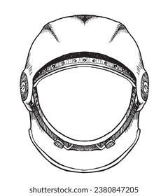 Hand drawn astronaut's helmet. Space vector illustration.