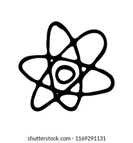 Hand drawn atom doodle. Sketch Back to school, icon. Decoration element. Isolated on white background. Vector illustration.