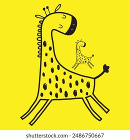 Hand Drawn Attitude Giraffe Yellow Screen