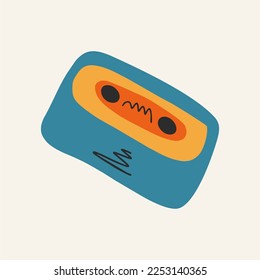 Hand drawn audio cassettes. Retro style object isolated on a light background.
