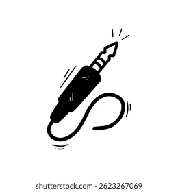 Hand Drawn Audio Jack Illustration. Doodle Vector. Isolated on White Background - EPS 10 Vector
