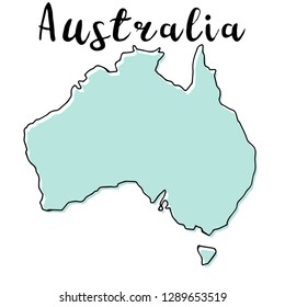 Hand drawn  of  Australia map, vector  illustration