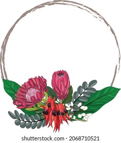 hand drawn australia native flower wreath for christmas