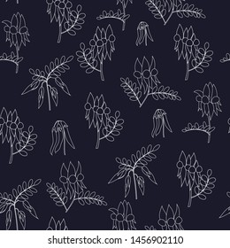 hand drawn australia native wild flower swainsona formosa or sturt desert pea seamless pattern on white background