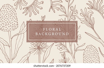 Hand drawn Australian native flowers background