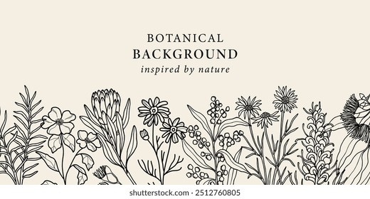 Hand drawn Australian native flowers background