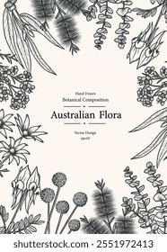 Hand drawn Australian native flowers card