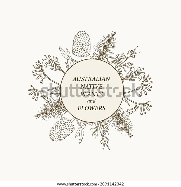 Hand drawn\
Australian native plant\
border
