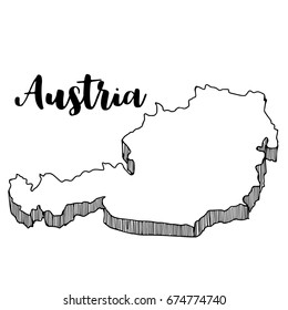 Hand drawn of Austria map, vector illustration