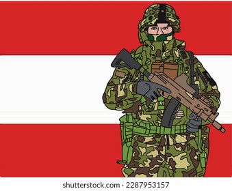 Hand drawn Austrian soldier,vector illustration eps10