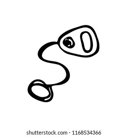 Hand drawn Automatic leash roulette doodle. Sketch pets icon. Decoration element. Isolated on white background. Vector illustration.