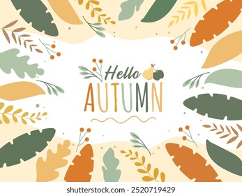 Hand drawn autumn background with leaves