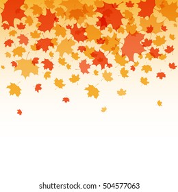 Hand drawn Autumn background poster with maple leaves for postcard, Thanksgiving icon, logo or badge background. Vector vintage style illustration