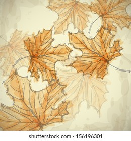 Hand Drawn Autumn Background. Vector Illustration. Eps 10.