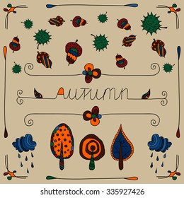 hand drawn autumn background. Vector