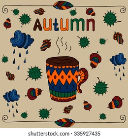 hand drawn autumn background. Vector