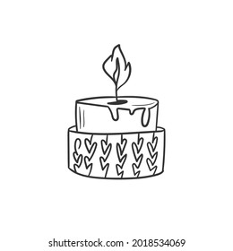 Hand drawn autumn candle doodle colorless illustrations. Сute vector objects. Illustrations for poster, background or card.