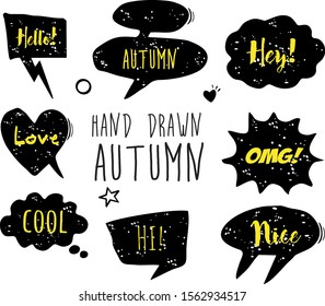 Hand drawn autumn of  Comic Book Speech Bubbles. Vector illustration