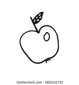 Hand drawn autumn doodle apple . Vector illustration