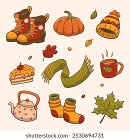 Hand drawn autumn element collection