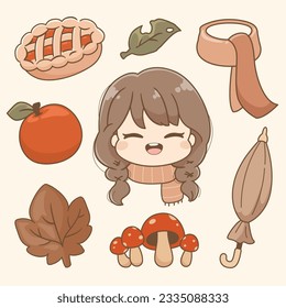 Handgezeichnete Herbstteilkollektion