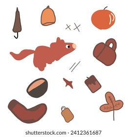 Ilustraciones de elementos otoñales dibujados a mano