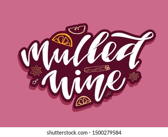 Hand drawn autumn elements lettering  with inscription mulled wine, pumpkin spice latte, apple cider - pattern, background