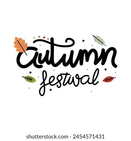 Hand Drawn Autumn Festival Calligraphy Text Vector Design.