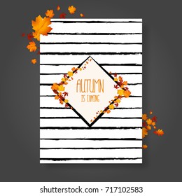 Hand Drawn Autumn Frame on Flyer or Poster.
