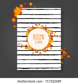 Hand Drawn Autumn Frame on Flyer or Poster.