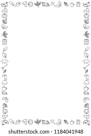 Hand drawn autumn frame for print. Printable autumn page.