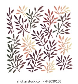 Hand drawn autumn gradient leaves set on white background.