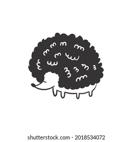 Hand drawn autumn hedgehog doodle colorless illustrations. Сute vector objects. Illustrations for poster, background or card.