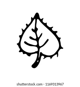 Hand drawn autumn leaf  doodle. Sketch Back to school, icon. Decoration element. Isolated on white background. Vector illustration.