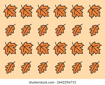 Hand Drawn Autumn Leaf Pattern – Seamless Background with Fall Foliage in Orange Tones
