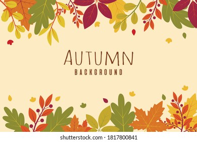 Hand drawn autumn leaves background with colorful leaves