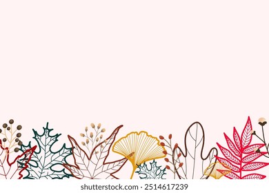 hand drawn of autumn leaves background