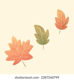 Hand drawn autumn leaves Browne background flat design  illustration