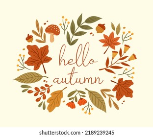 Hand drawn autumn leaves collection, fall season background, autumn element, hello autumn, autumn seamless pattern