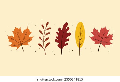 Hand drawn autumn leaves illustration vector background. Vector autumn elements. Perfect for seasonal holidays, Thanksgiving Day.