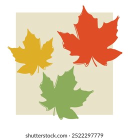 Hand drawn autumn leaves isolated on white background vector illustration