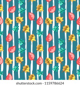 Hand drawn autumn leaves pattern for baby fashion