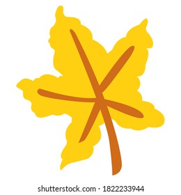 Hojas de arce dibujadas a mano en otoño aisladas sobre fondo blanco. Amarillo y naranja. Estilo de dibujos animados Doodle. Esbozo botánico. Naturaleza y ecología. Para plantillas, tarjetas postales, reservas de recortes, impresiones y patrones