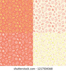 Hand drawn autumn pattern with leaves. Vector illustration.