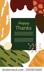 Hand drawn autumn post card with texture and flowers and leaves. Template for poster invitations banners post cards social media advertising